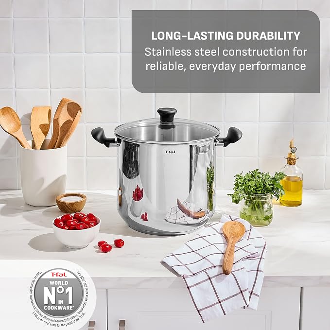 T-fal Specialty - Olla de acero inoxidable de 16 cuartos con tapa