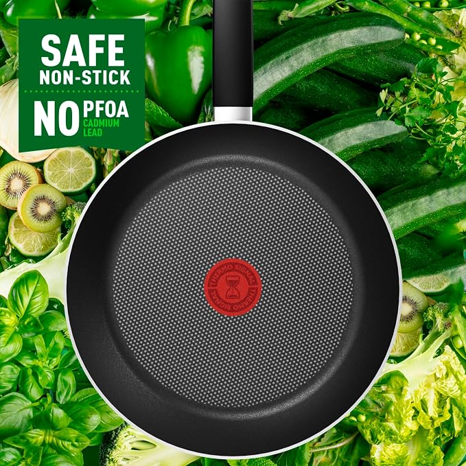 T-fal Sartén de 24 cm Everyday Titanium Negro con Antiadherente Easy Plus con Thermo-Señal y Base de Difusión