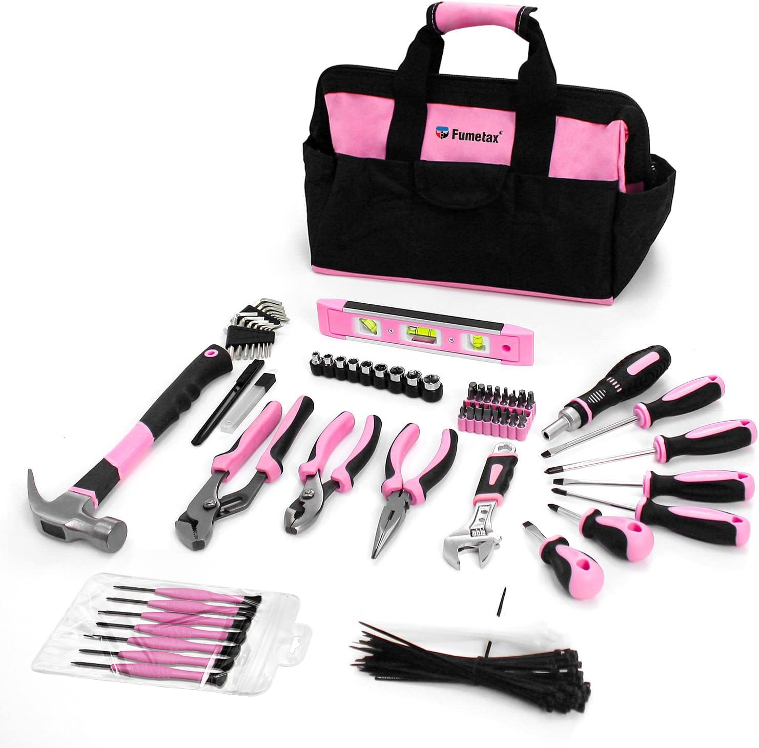 Juego de Herramientas de 290 Piezas FUMETAX Kit de Herramientas Rosa de Reparación