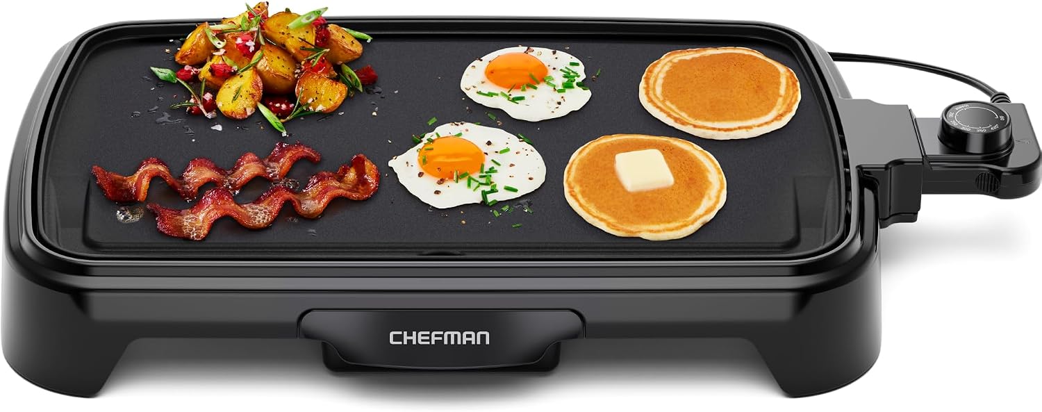 Chefman Plancha eléctrica con control de temperatura extraíble